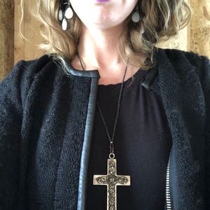 Sterling Silver Cross Pendant on Waxed Cord